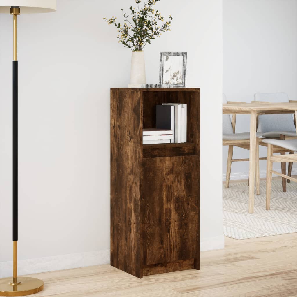 Buffet avec LED chêne fumé 38x34x100 cm bois d'ingénierie - XIOS
