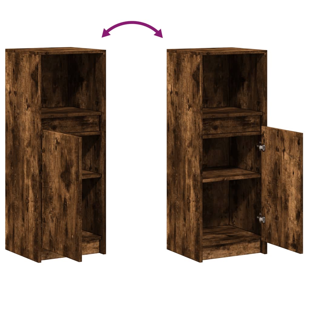 Buffet avec LED chêne fumé 38x34x100 cm bois d'ingénierie - XIOS