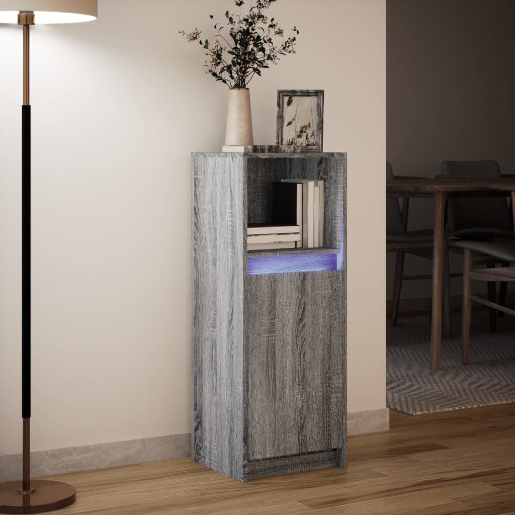 Buffet avec LED sonoma gris 38x34x100 cm bois d'ingénierie - XIOS