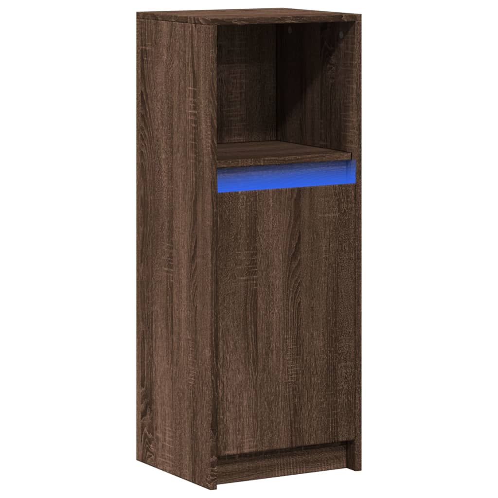 Buffet avec LED chêne marron 38x34x100 cm bois d'ingénierie - XIOS