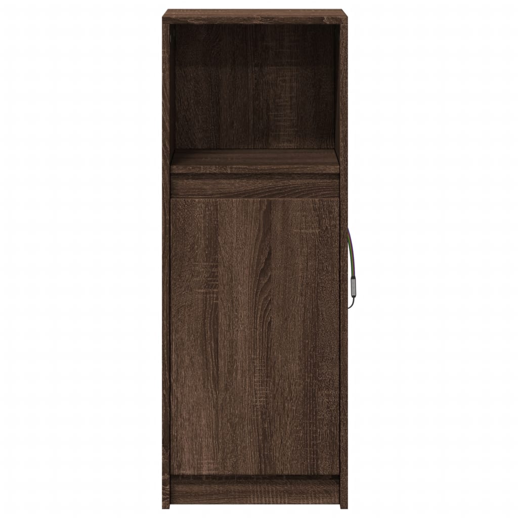 Buffet avec LED chêne marron 38x34x100 cm bois d'ingénierie - XIOS