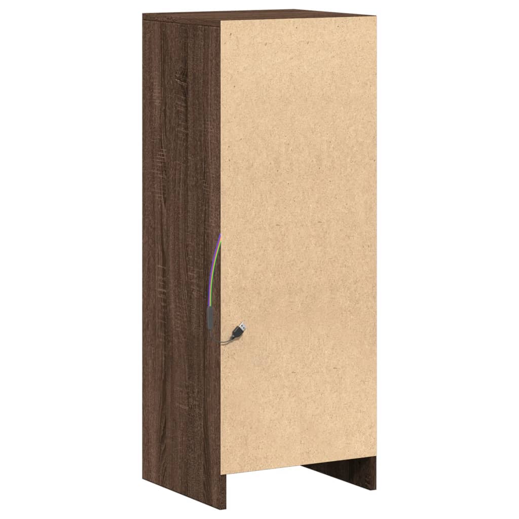Buffet avec LED chêne marron 38x34x100 cm bois d'ingénierie - XIOS