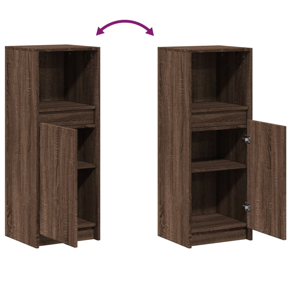 Buffet avec LED chêne marron 38x34x100 cm bois d'ingénierie - XIOS