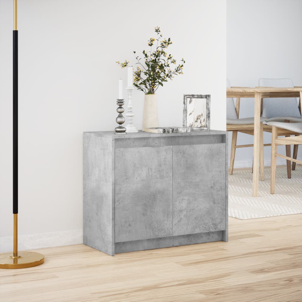 Buffet avec LED gris béton 72x34x61 cm bois d'ingénierie - XIOS