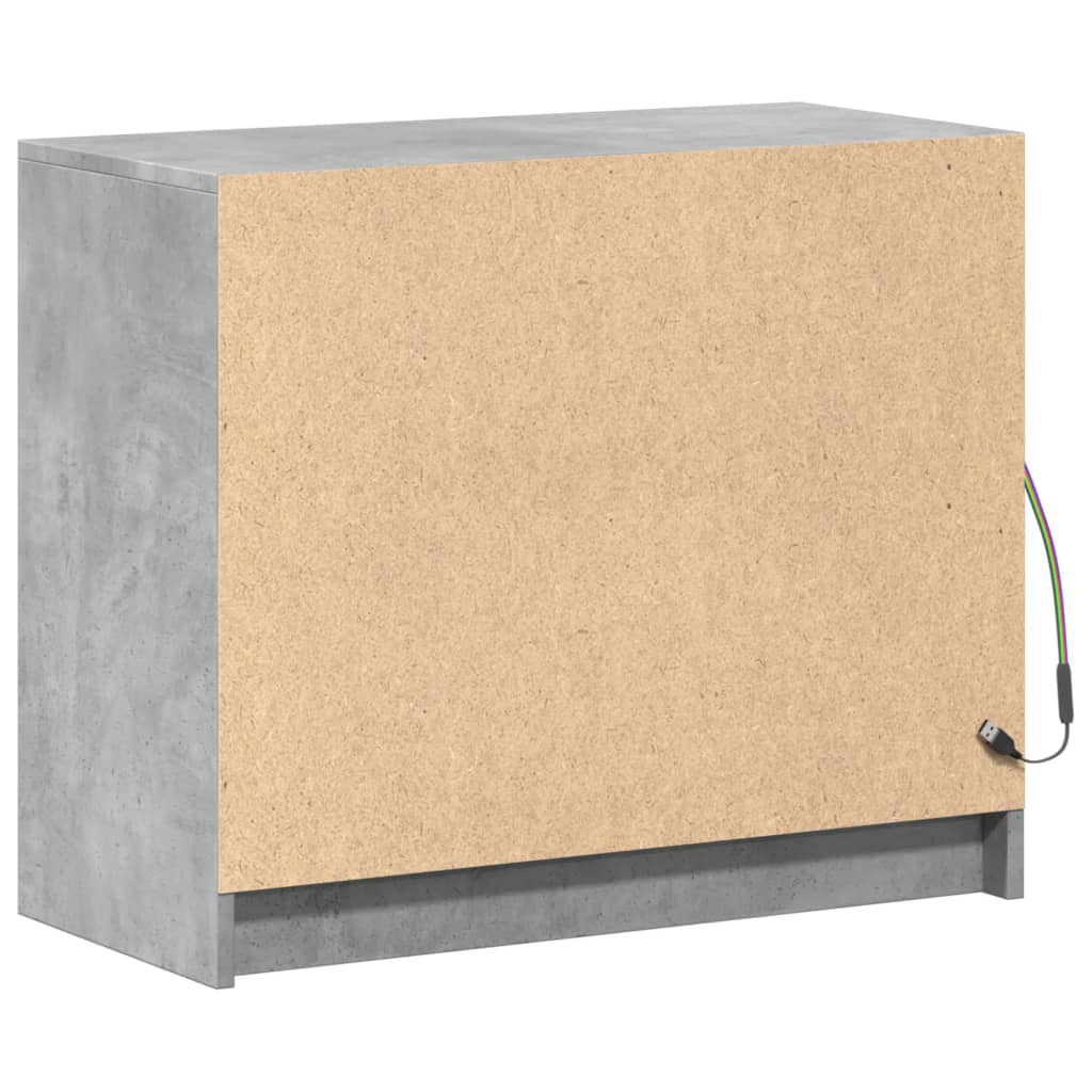 Buffet avec LED gris béton 72x34x61 cm bois d'ingénierie - XIOS