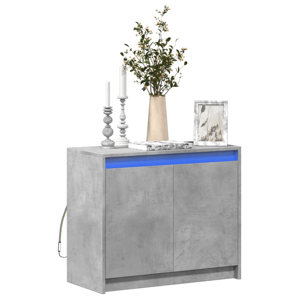 Buffet avec LED gris béton 72x34x61 cm bois d'ingénierie - XIOS