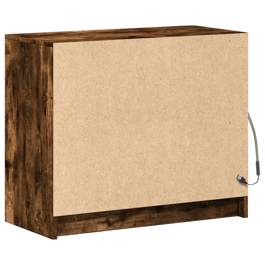 Buffet avec LED chêne fumé 72x34x61 cm bois d'ingénierie - XIOS