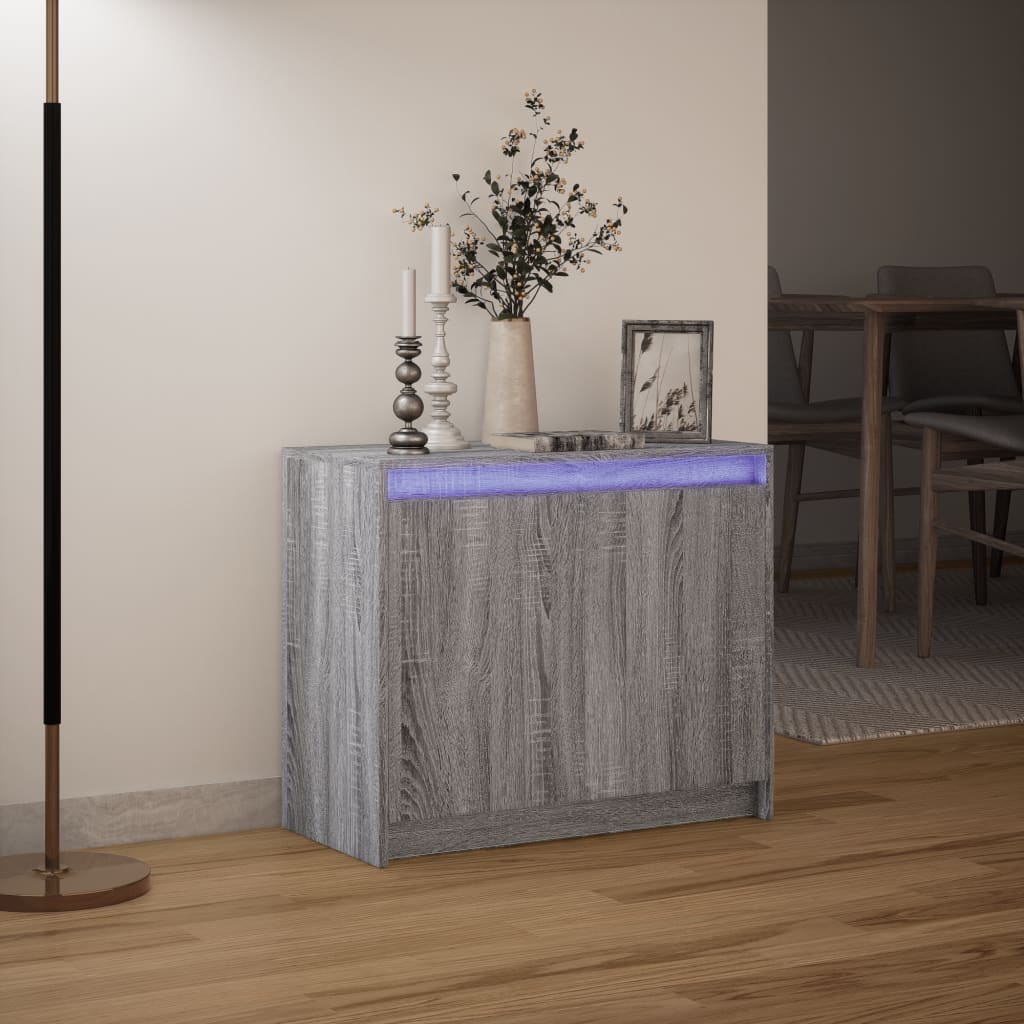 Buffet avec LED sonoma gris 72x34x61 cm bois d'ingénierie - XIOS