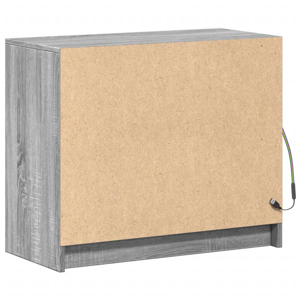 Buffet avec LED sonoma gris 72x34x61 cm bois d'ingénierie - XIOS