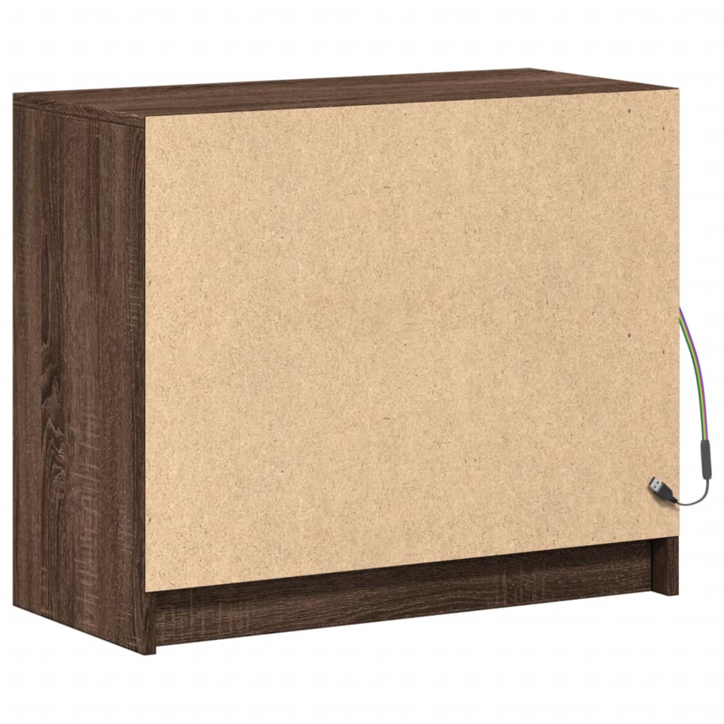 Buffet avec LED chêne marron 72x34x61 cm bois d'ingénierie - XIOS