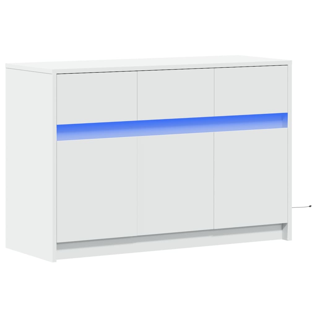 Meuble TV avec LED blanc 91x34x61 cm bois d'ingénierie - XIOS