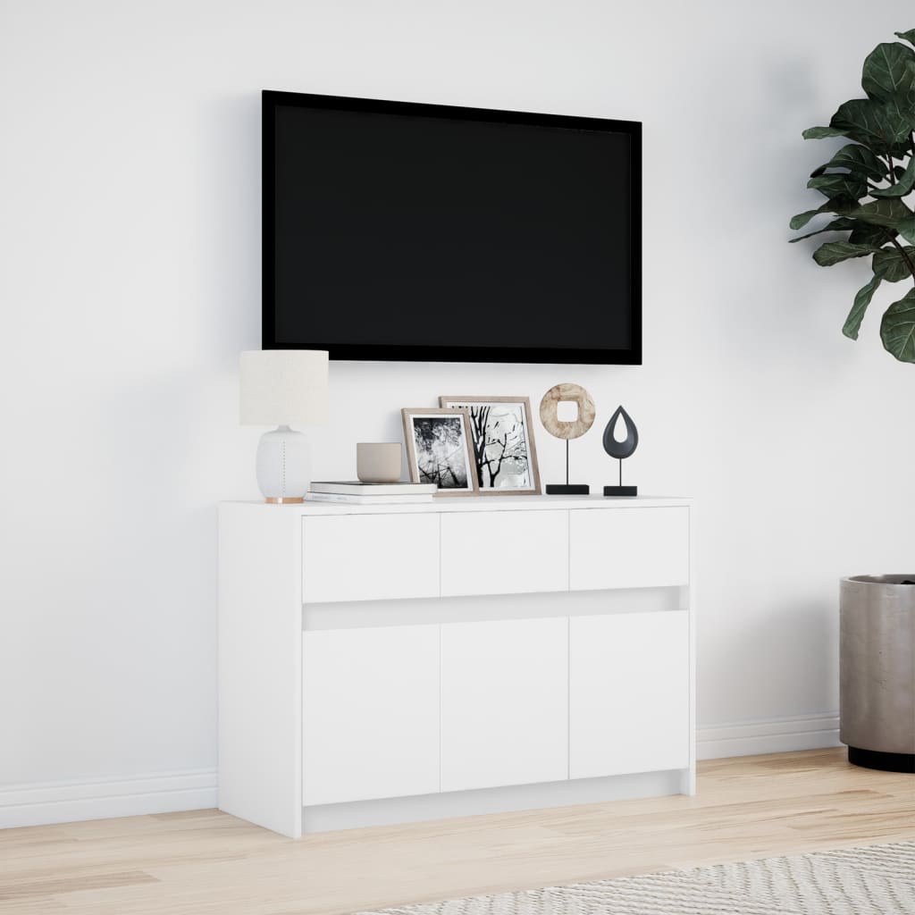 Meuble TV avec LED blanc 91x34x61 cm bois d'ingénierie - XIOS