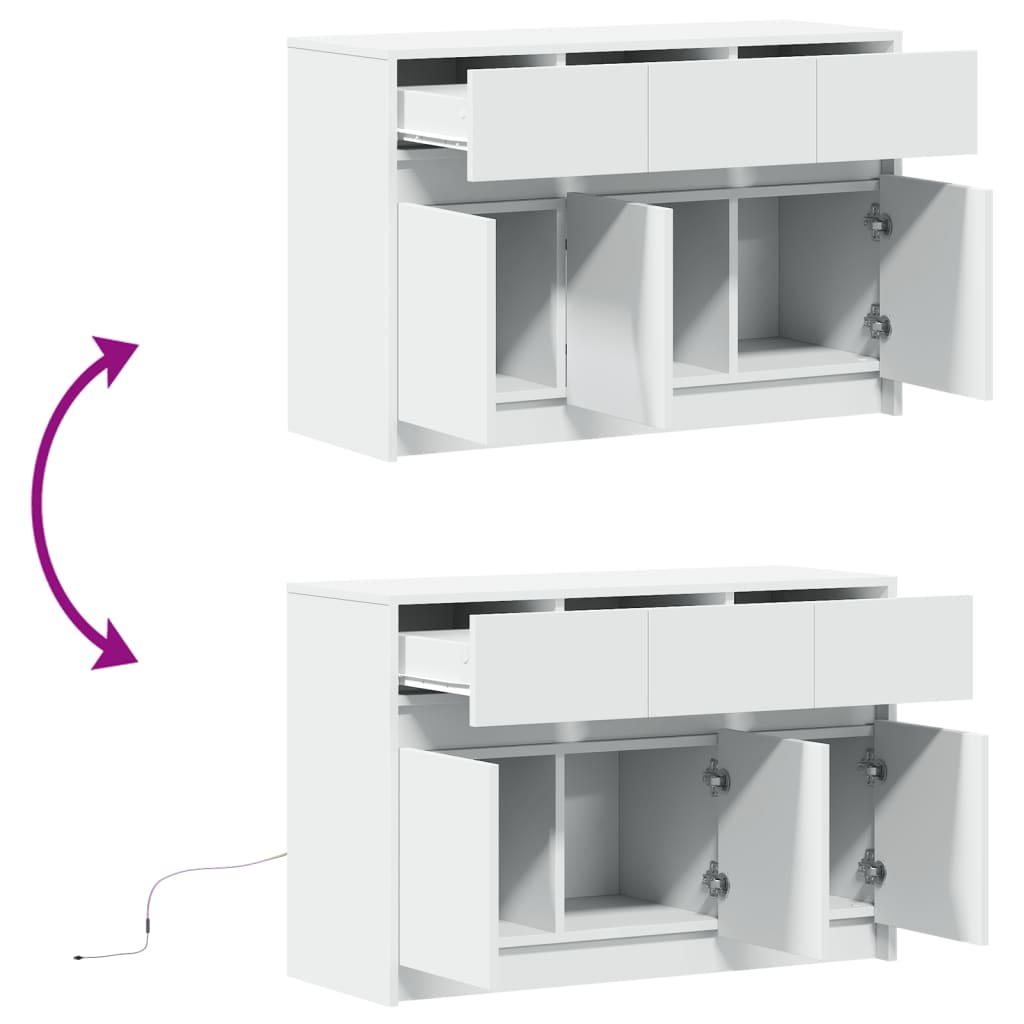 Meuble TV avec LED blanc 91x34x61 cm bois d'ingénierie - XIOS