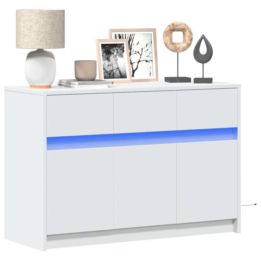 Meuble TV avec LED blanc 91x34x61 cm bois d'ingénierie - XIOS