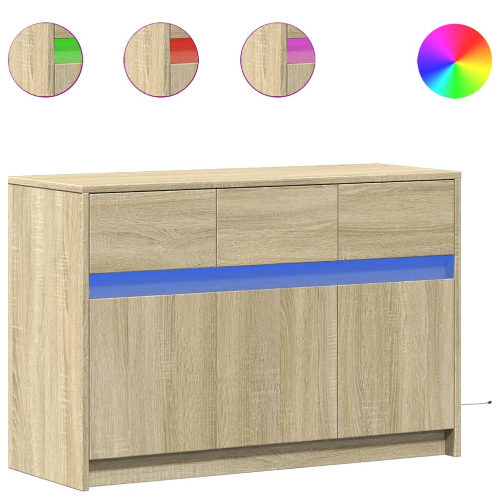 Meuble TV avec LED chêne sonoma 91x34x61 cm bois d'ingénierie - XIOS