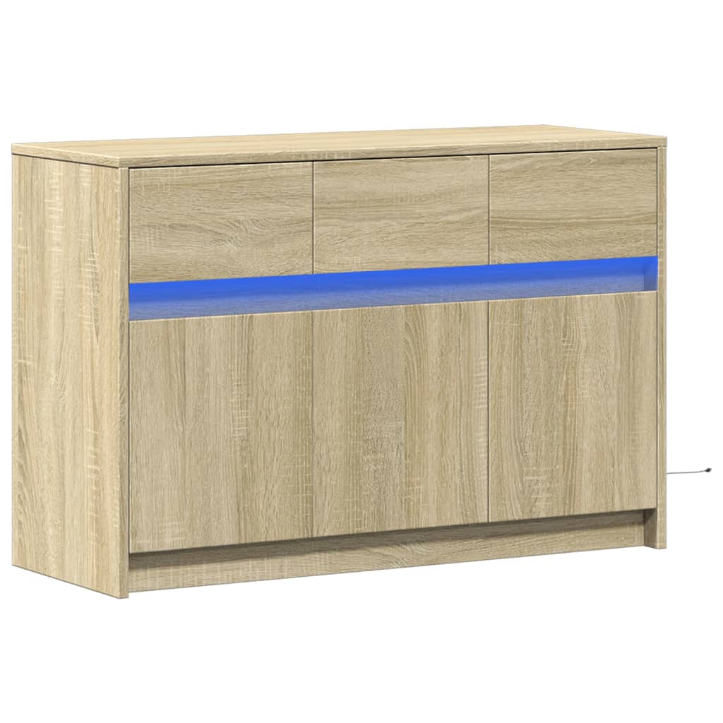Meuble TV avec LED chêne sonoma 91x34x61 cm bois d'ingénierie - XIOS