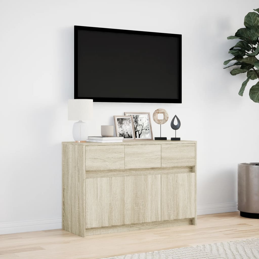Meuble TV avec LED chêne sonoma 91x34x61 cm bois d'ingénierie - XIOS