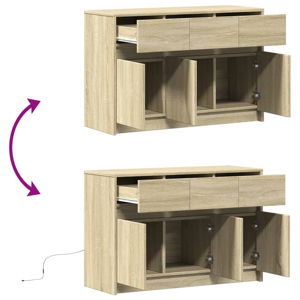 Meuble TV avec LED chêne sonoma 91x34x61 cm bois d'ingénierie - XIOS