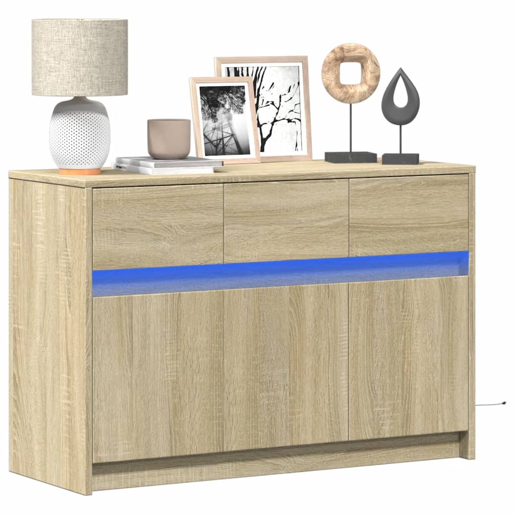 Meuble TV avec LED chêne sonoma 91x34x61 cm bois d'ingénierie - XIOS