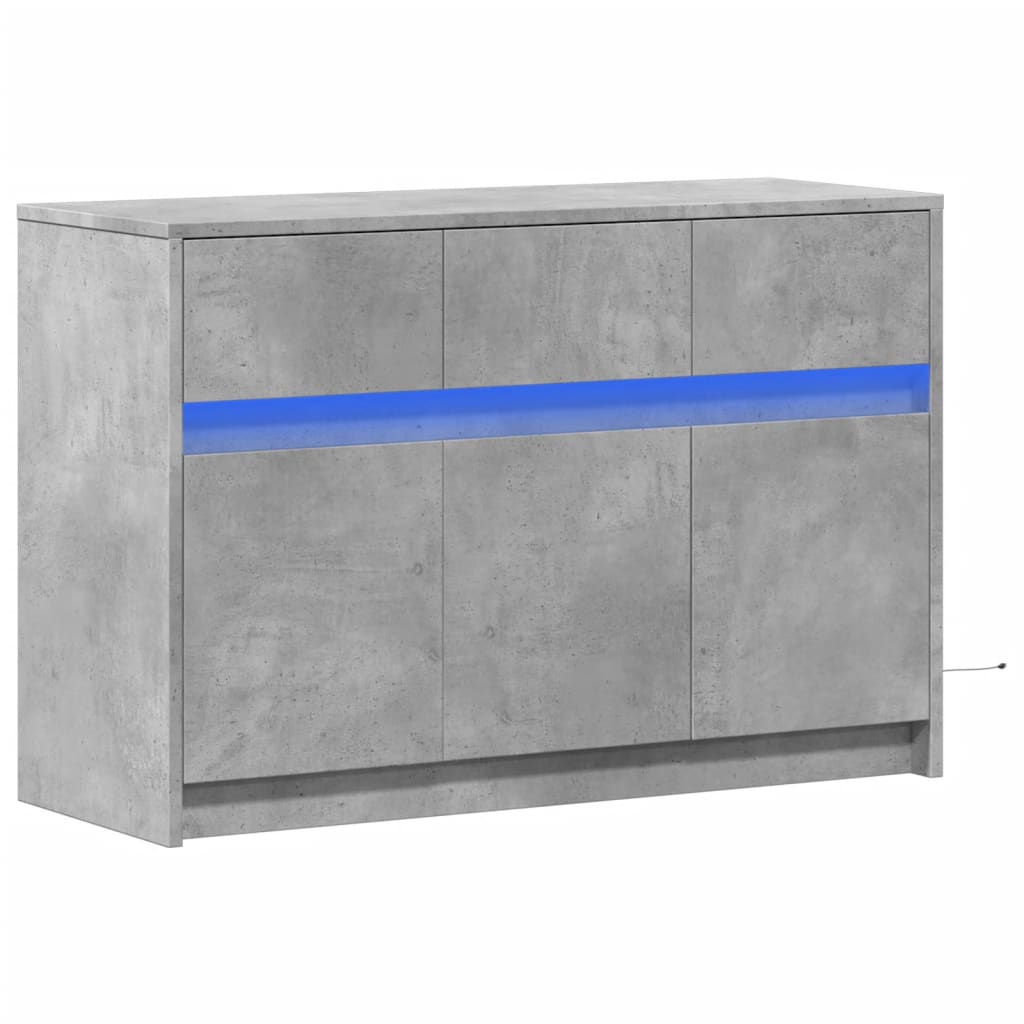 Meuble TV avec LED gris béton 91x34x61 cm bois d'ingénierie - XIOS