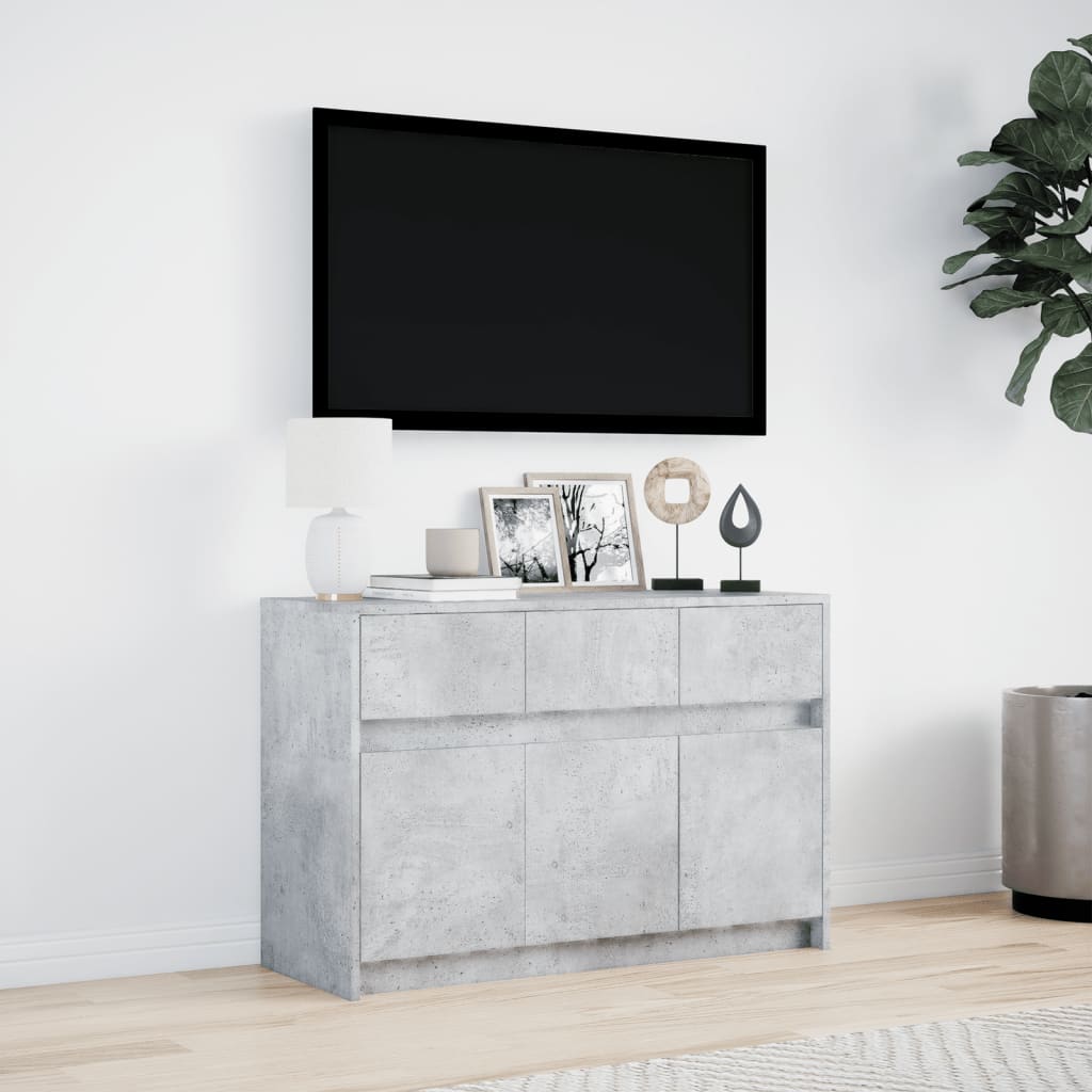 Meuble TV avec LED gris béton 91x34x61 cm bois d'ingénierie - XIOS