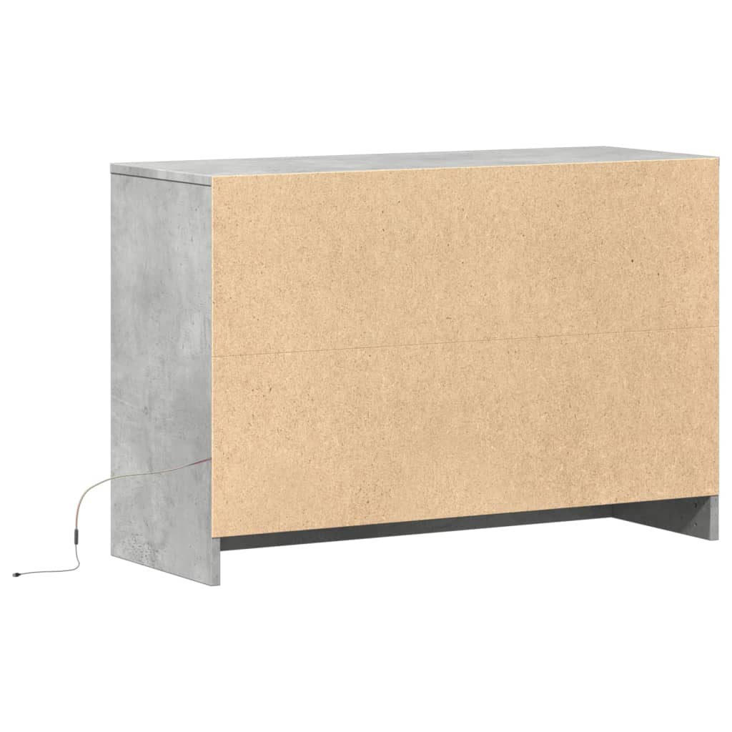 Meuble TV avec LED gris béton 91x34x61 cm bois d'ingénierie - XIOS