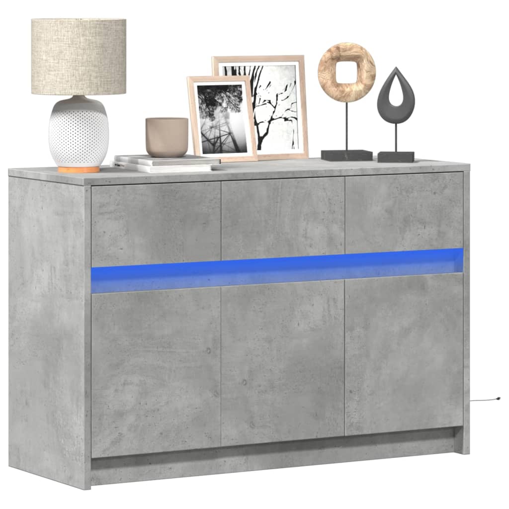 Meuble TV avec LED gris béton 91x34x61 cm bois d'ingénierie - XIOS