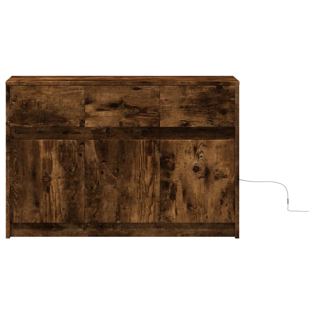Meuble TV avec LED chêne fumé 91x34x61 cm bois d'ingénierie - XIOS