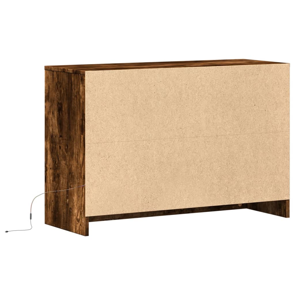Meuble TV avec LED chêne fumé 91x34x61 cm bois d'ingénierie - XIOS