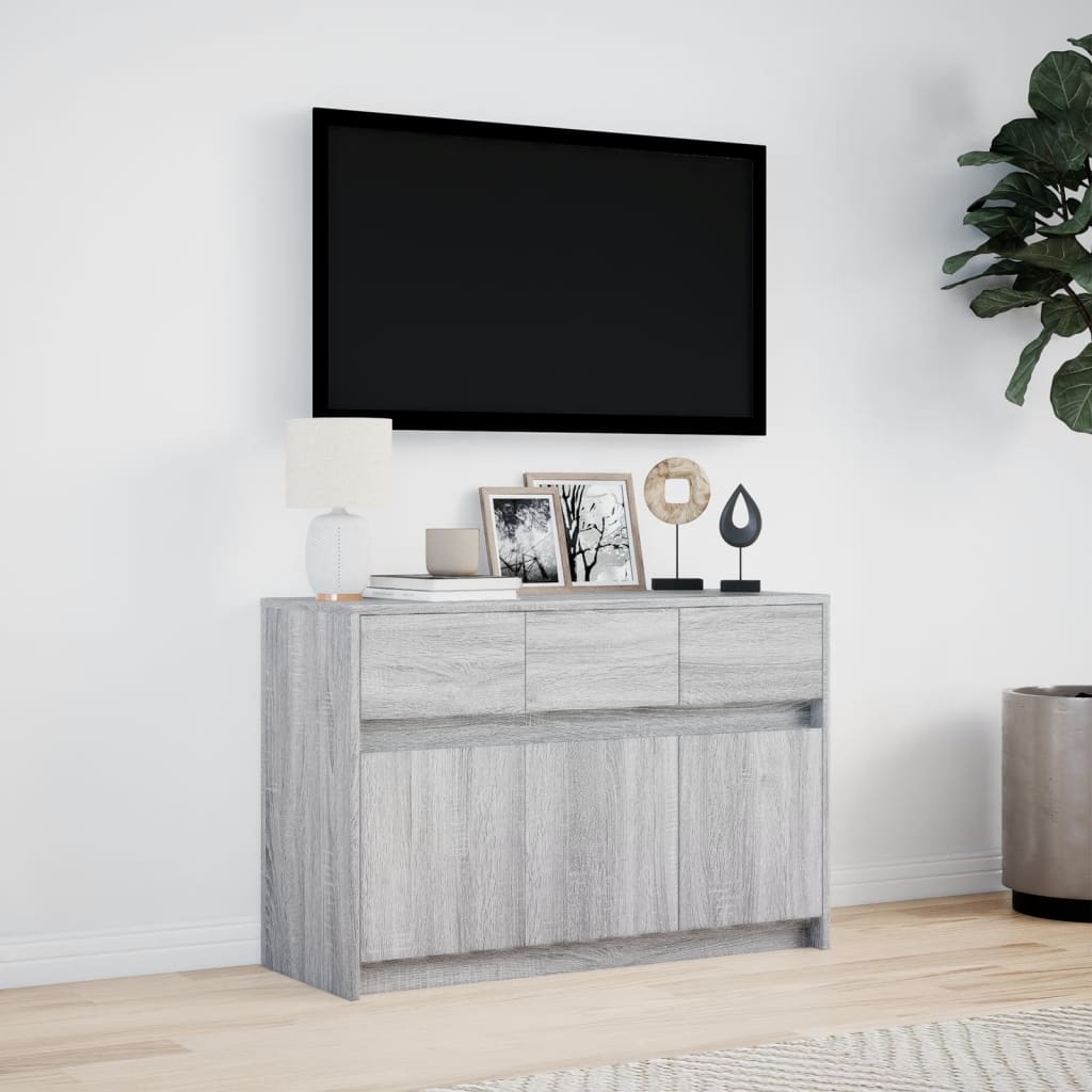 Meuble TV avec LED sonoma gris 91x34x61 cm bois d'ingénierie - XIOS
