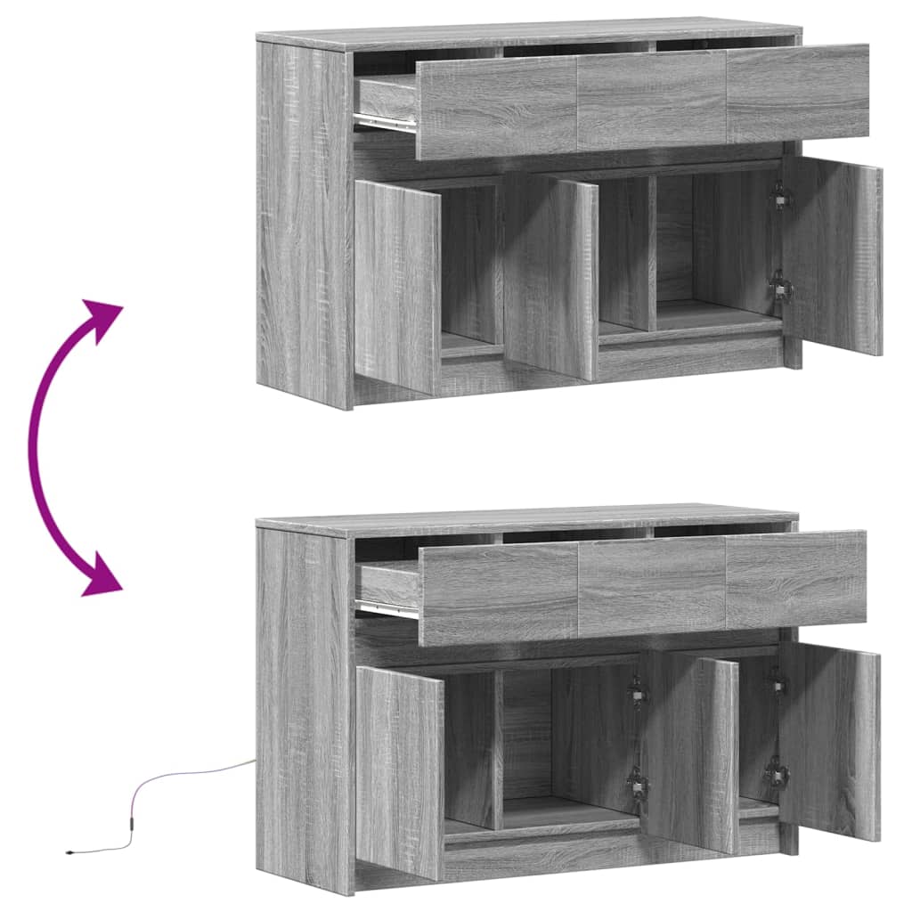 Meuble TV avec LED sonoma gris 91x34x61 cm bois d'ingénierie - XIOS