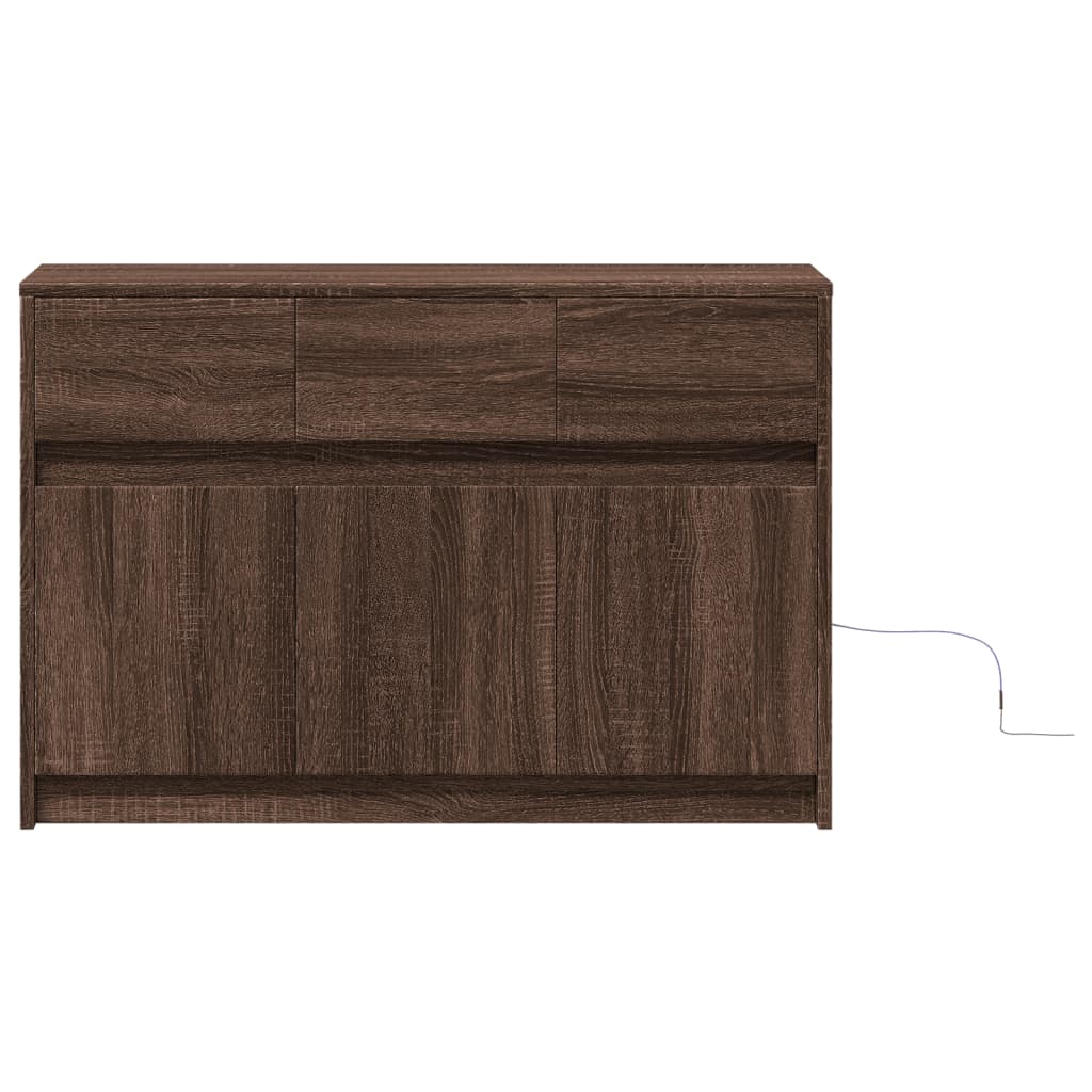 Meuble TV avec LED chêne marron 91x34x61 cm bois d'ingénierie - XIOS