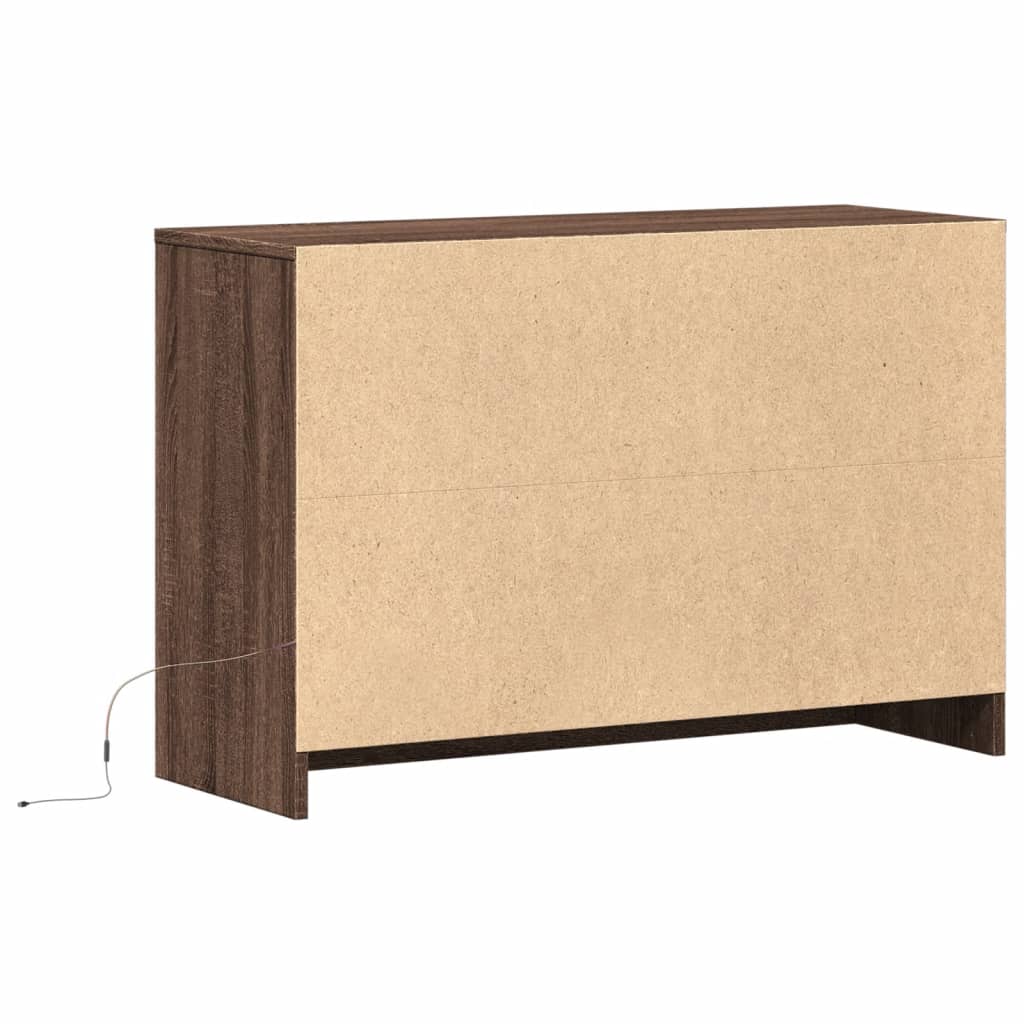 Meuble TV avec LED chêne marron 91x34x61 cm bois d'ingénierie - XIOS
