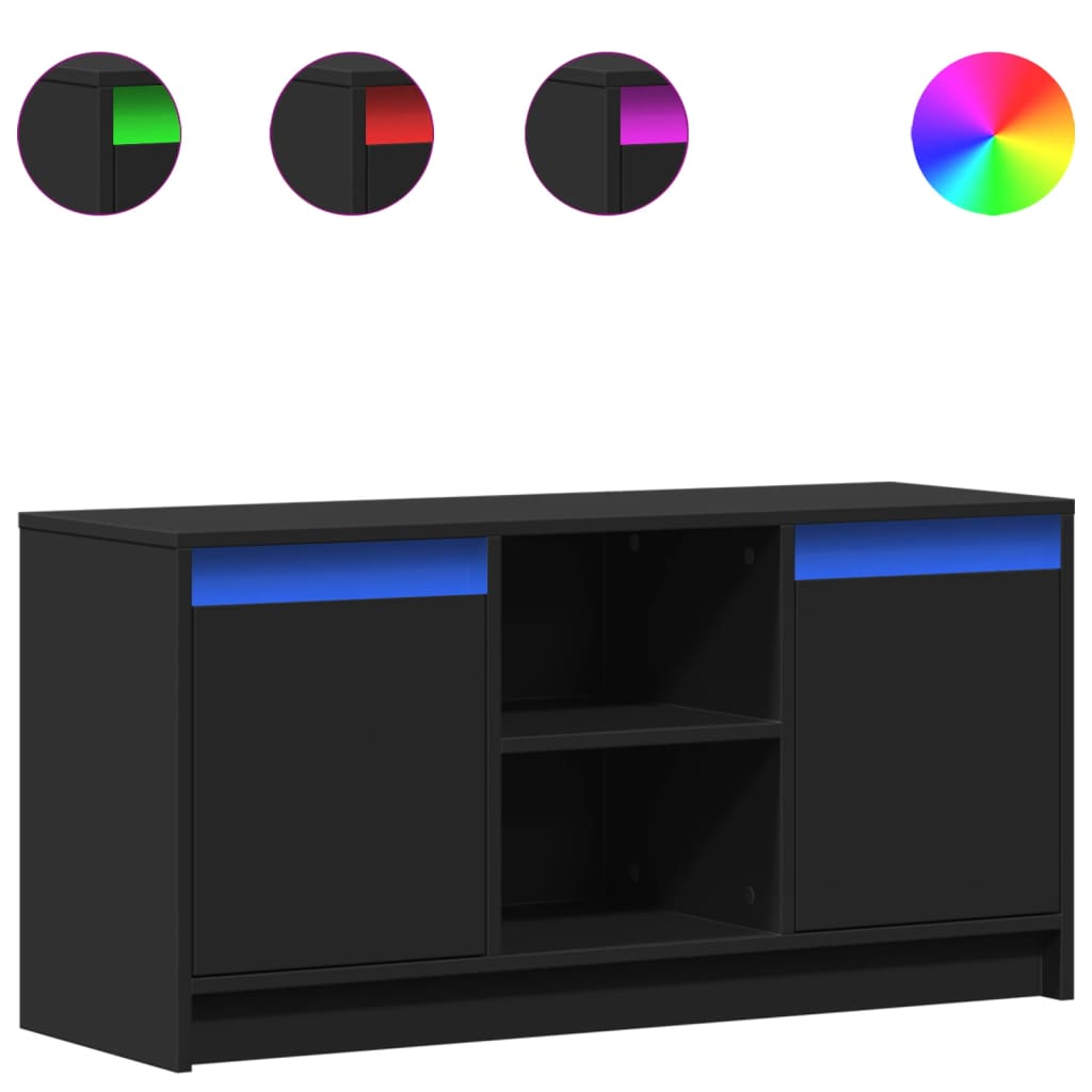 Meuble TV avec LED noir 100x34x50 cm bois d'ingénierie - XIOS