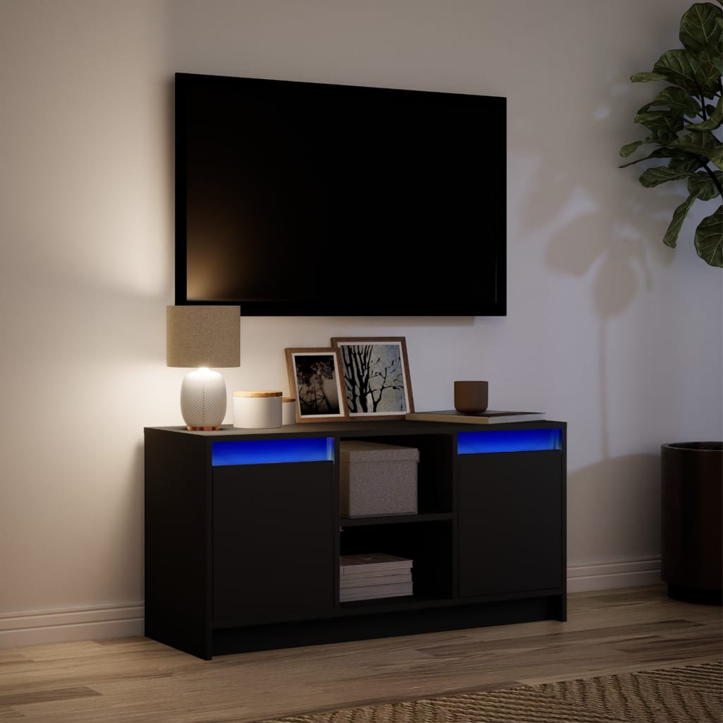 Meuble TV avec LED noir 100x34x50 cm bois d'ingénierie - XIOS