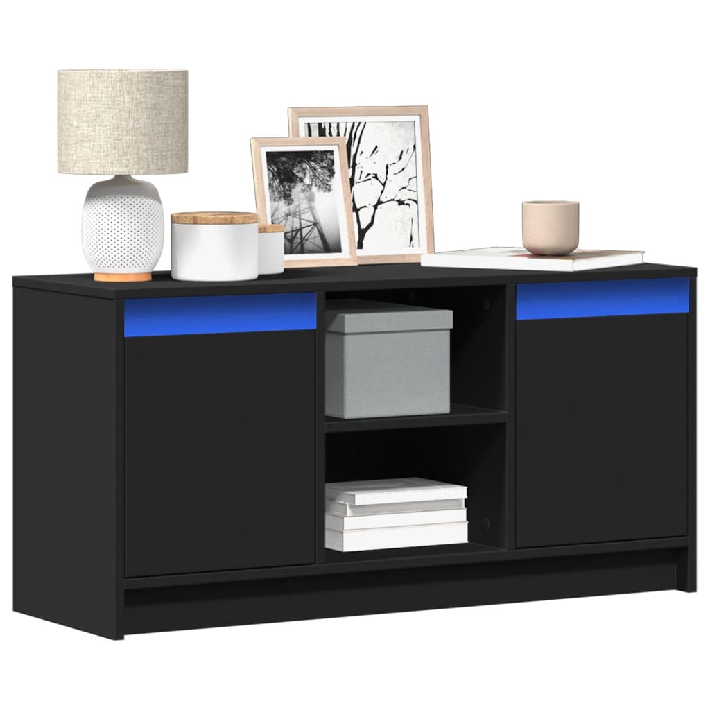Meuble TV avec LED noir 100x34x50 cm bois d'ingénierie - XIOS
