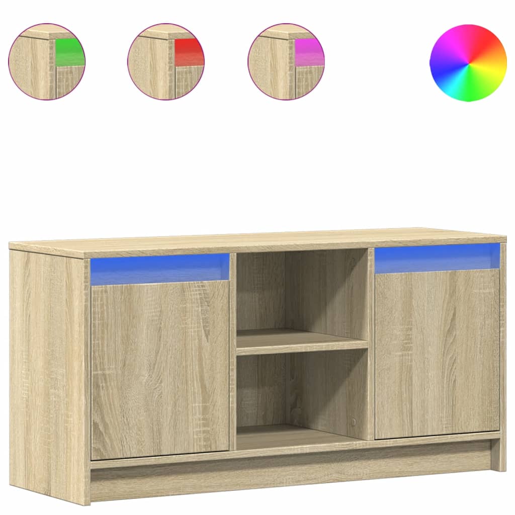 Meuble TV avec LED chêne sonoma 100x34x50 cm bois d'ingénierie - XIOS