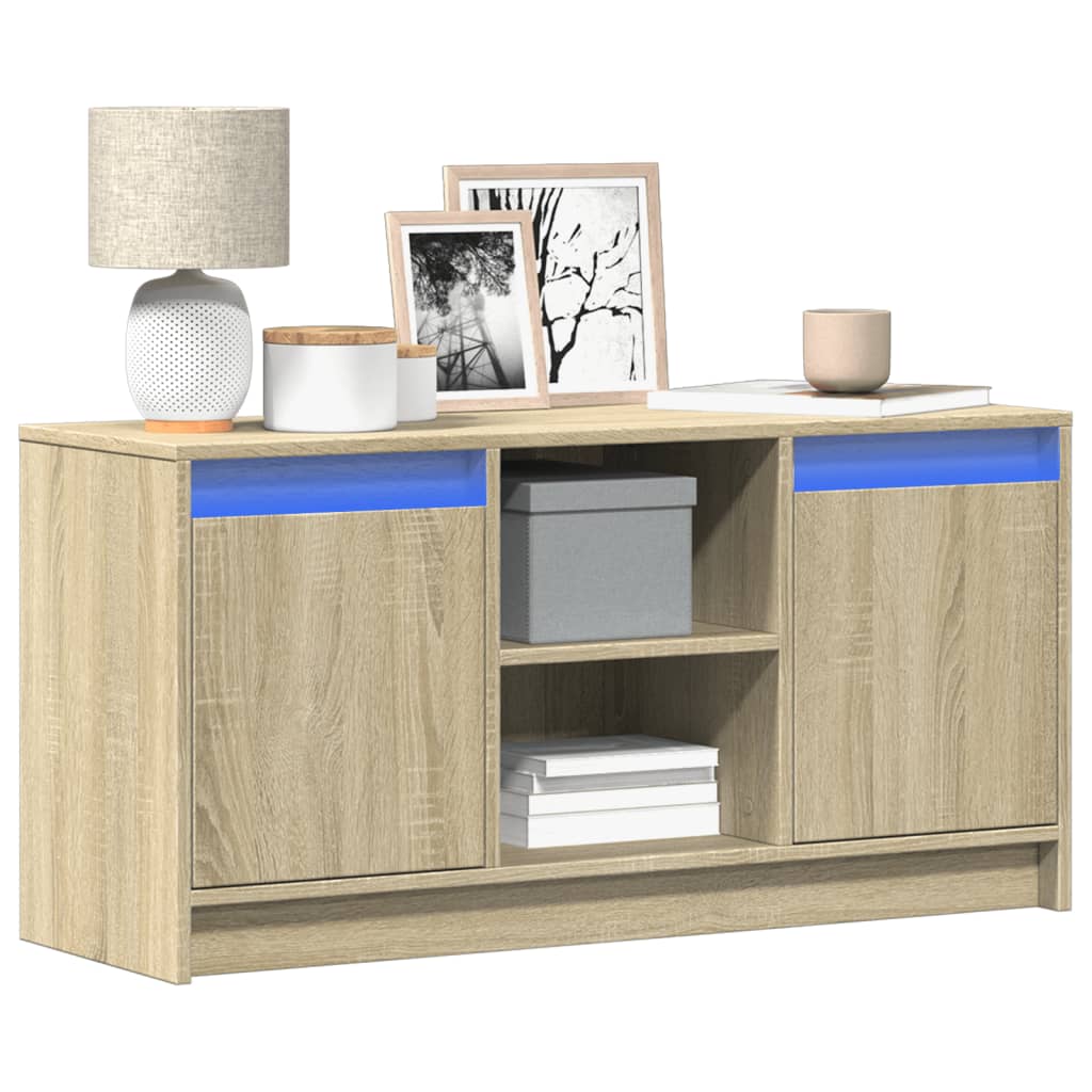 Meuble TV avec LED chêne sonoma 100x34x50 cm bois d'ingénierie - XIOS