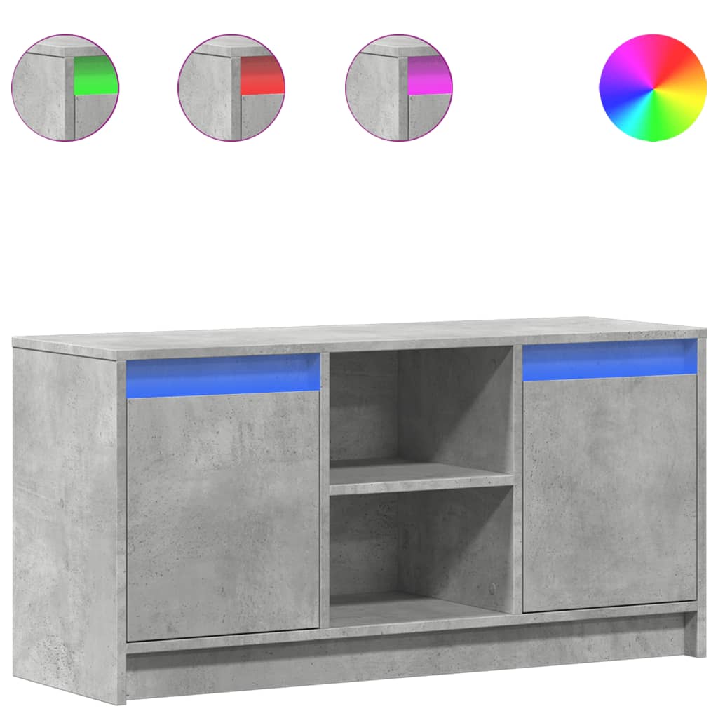 Meuble TV avec LED gris béton 100x34x50 cm bois d'ingénierie - XIOS