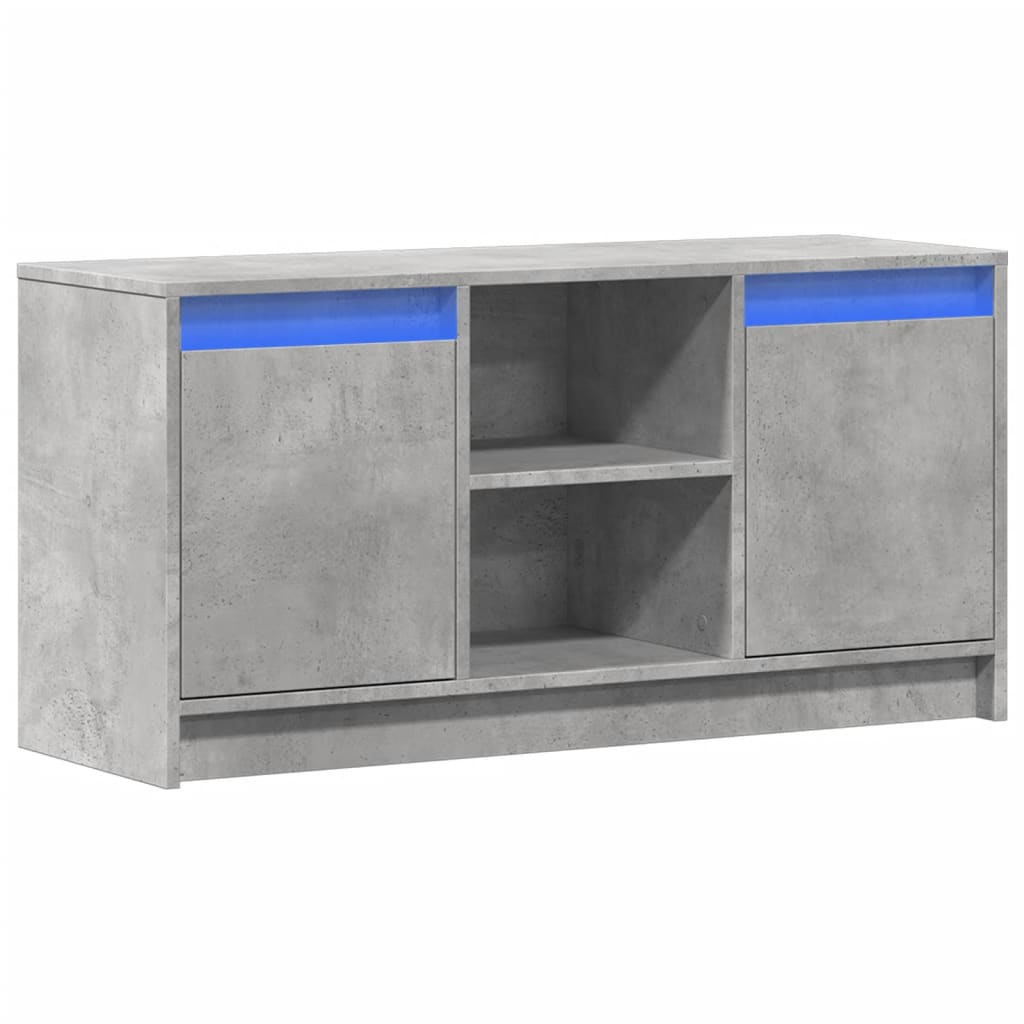 Meuble TV avec LED gris béton 100x34x50 cm bois d'ingénierie - XIOS
