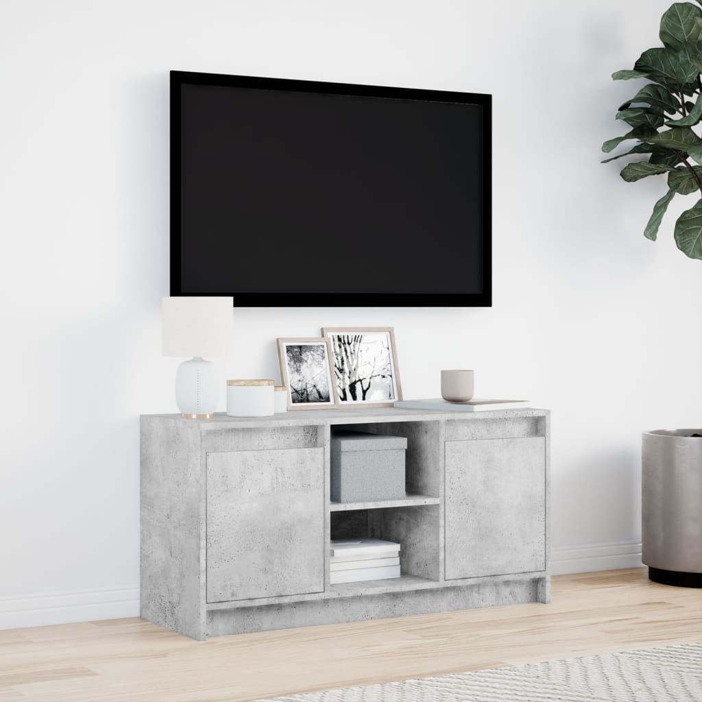 Meuble TV avec LED gris béton 100x34x50 cm bois d'ingénierie - XIOS
