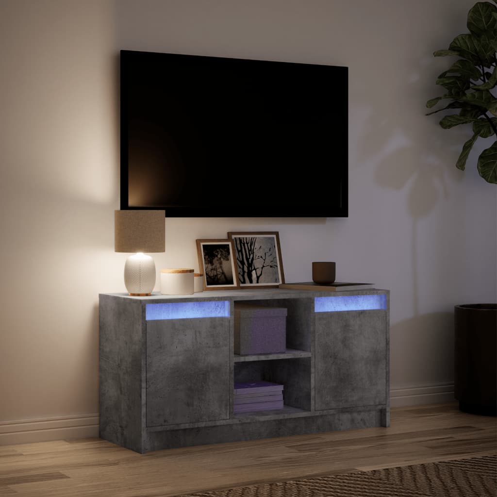 Meuble TV avec LED gris béton 100x34x50 cm bois d'ingénierie - XIOS