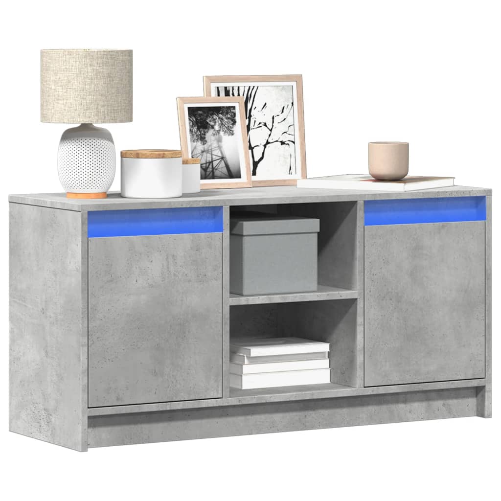 Meuble TV avec LED gris béton 100x34x50 cm bois d'ingénierie - XIOS