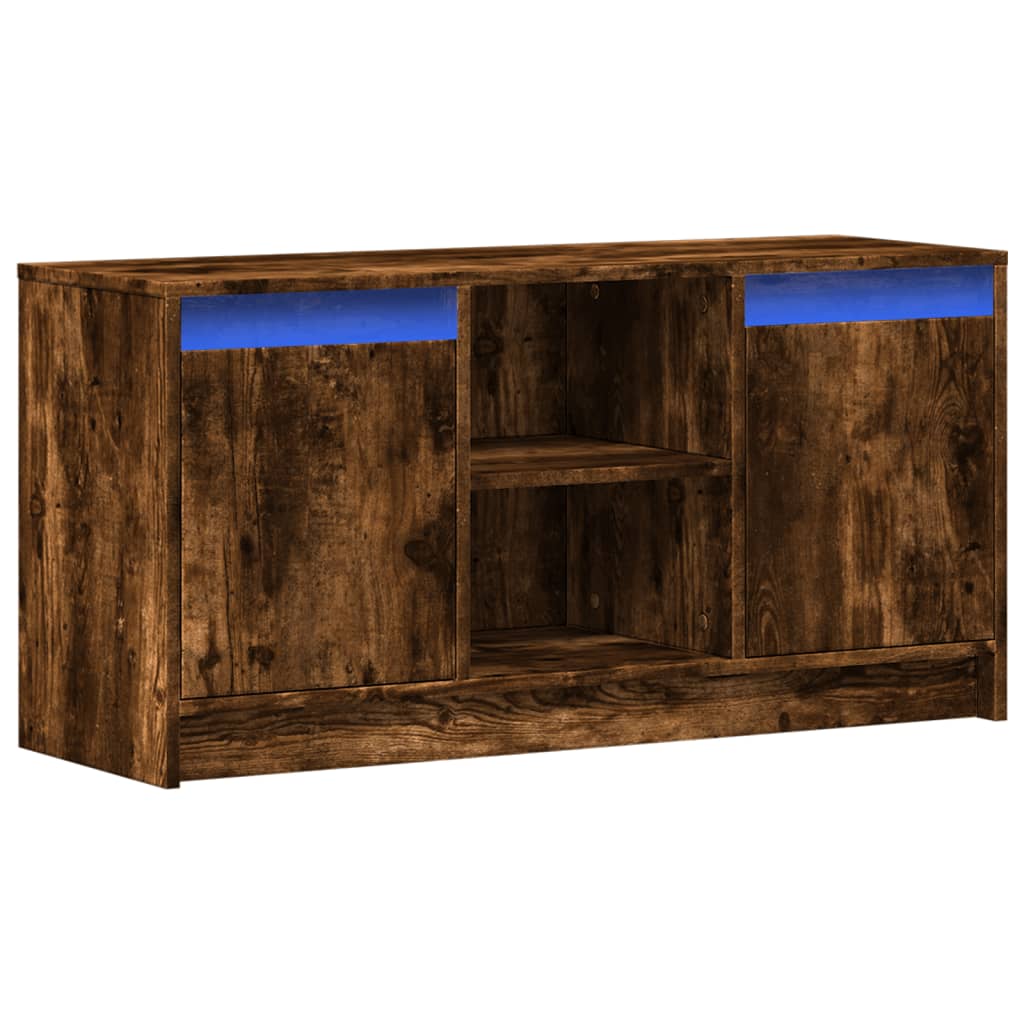Meuble TV avec LED chêne fumé 100x34x50 cm bois d'ingénierie - XIOS
