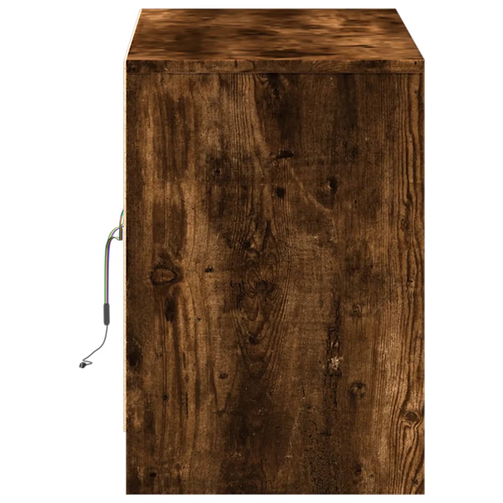 Meuble TV avec LED chêne fumé 100x34x50 cm bois d'ingénierie - XIOS