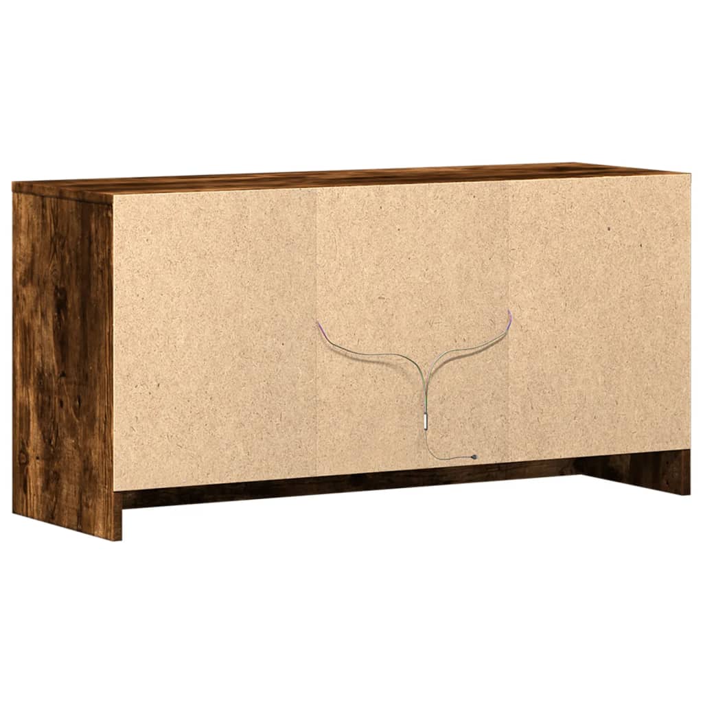 Meuble TV avec LED chêne fumé 100x34x50 cm bois d'ingénierie - XIOS