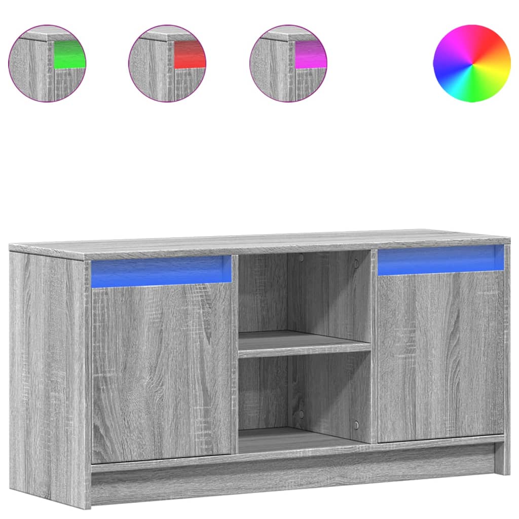 Meuble TV avec LED sonoma gris 100x34x50 cm bois d'ingénierie - XIOS