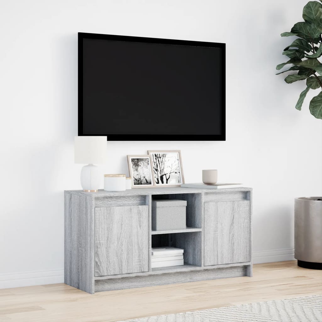 Meuble TV avec LED sonoma gris 100x34x50 cm bois d'ingénierie - XIOS
