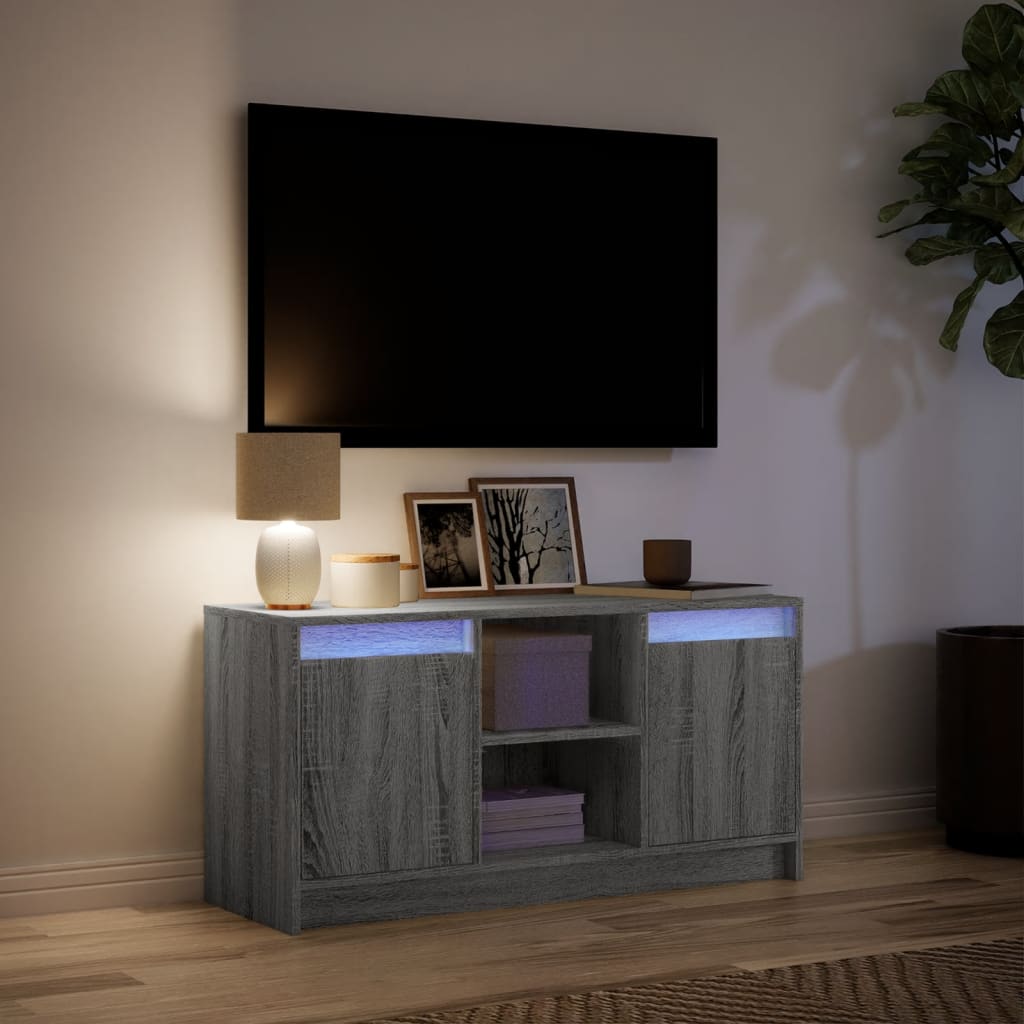 Meuble TV avec LED sonoma gris 100x34x50 cm bois d'ingénierie - XIOS