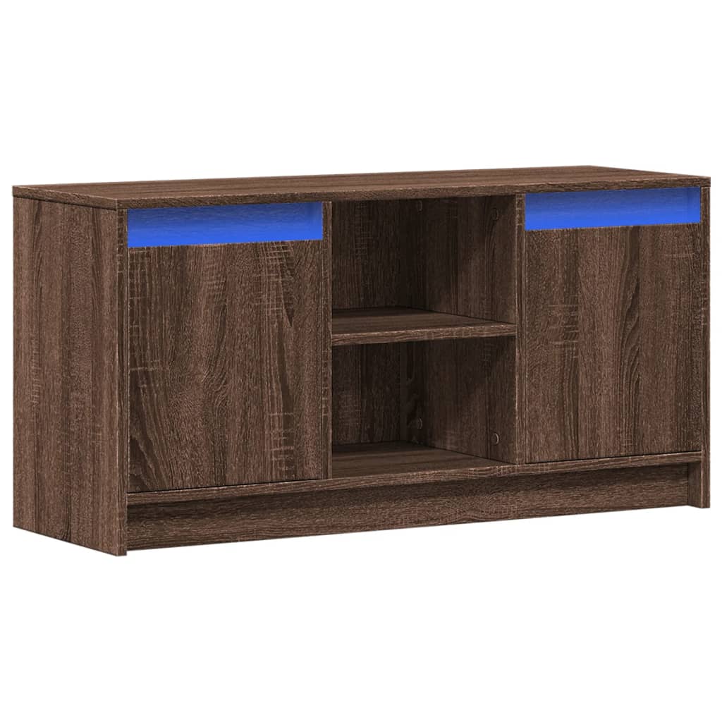 Meuble TV avec LED chêne marron 100x34x50 cm bois d'ingénierie - XIOS